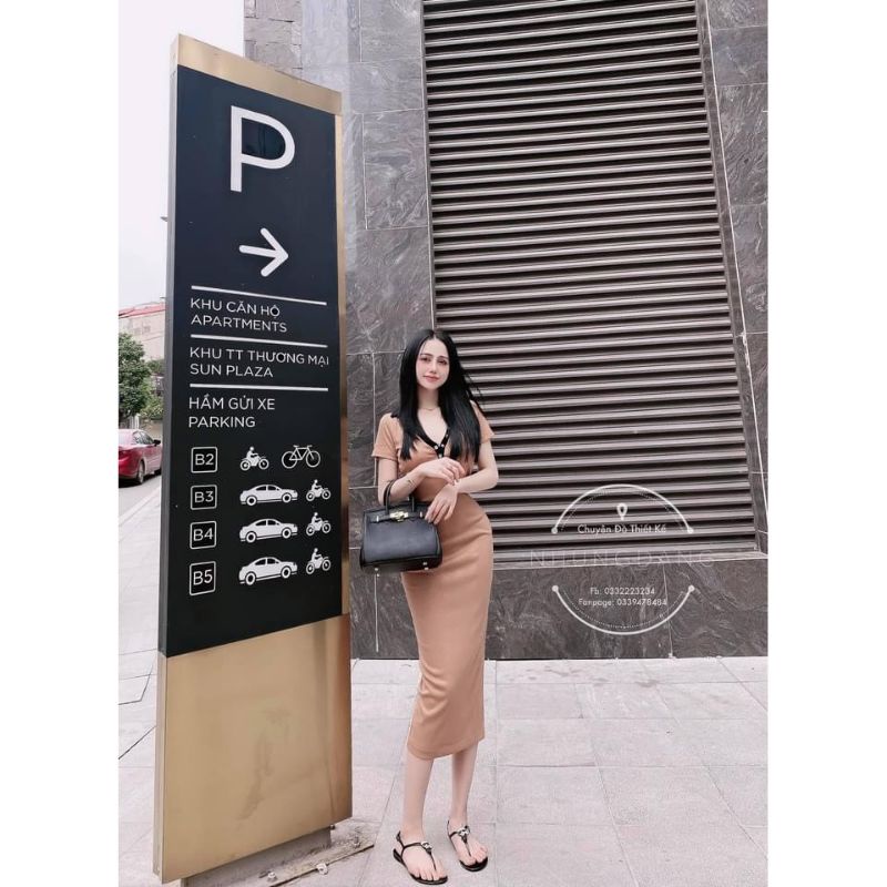 Váy Body Thun Tăm Cổ V Dáng Dài - Váy Đầm Thun Gân Cao Cấp