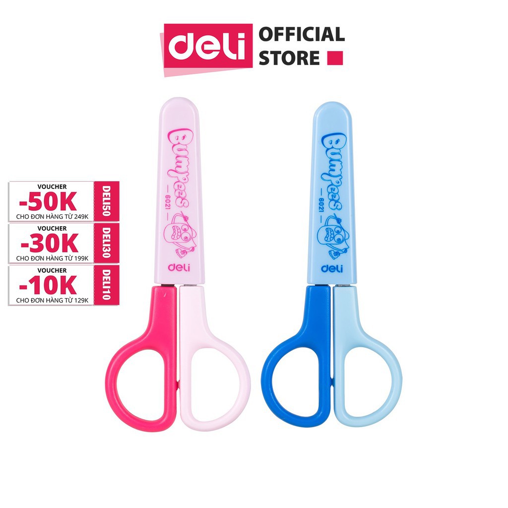 Kéo học sinh 121mm Deli E6021 - Hồng/Xanh