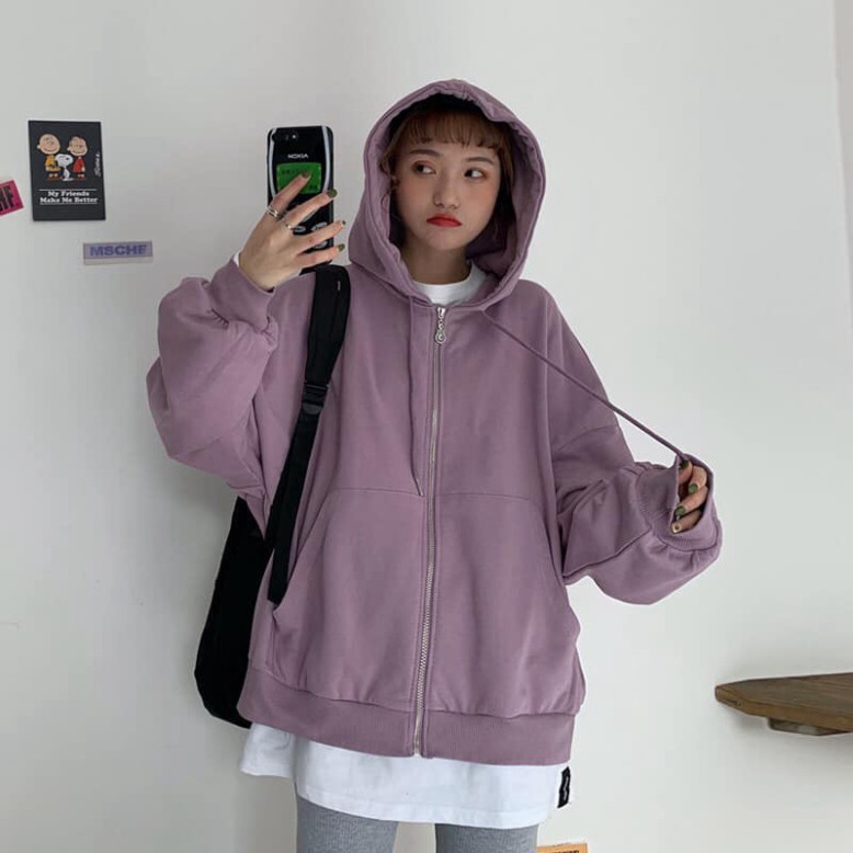 [SALE63]  F1 Áo Hoodie suôn sẻ Dáng Basic 🦋 Áo Nỉ Dáng Rộng Khóa Kéo Kèm Mũ 6 Màu 🦋 51 1