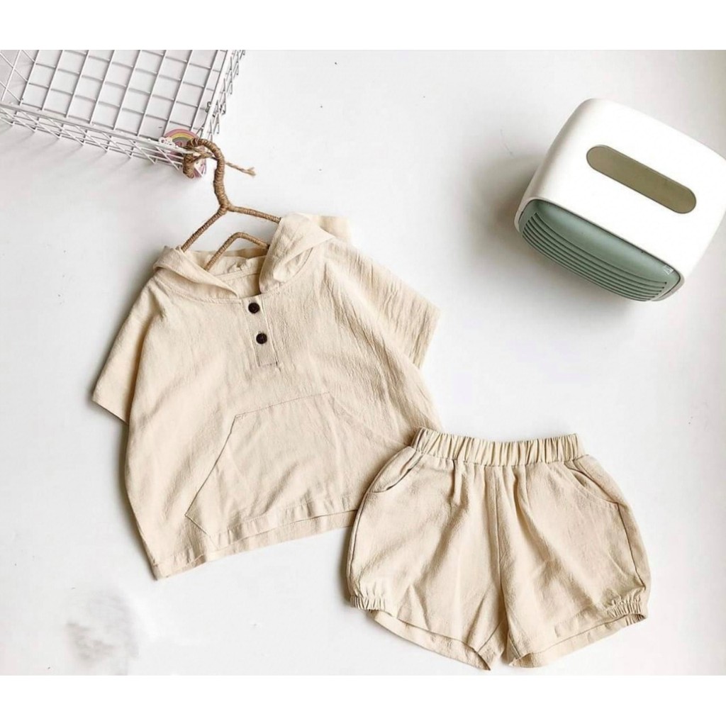 Bộ quần áo cộc tay trẻ em form unisex cho cả bé trai, bé gái, vải linen loại 1