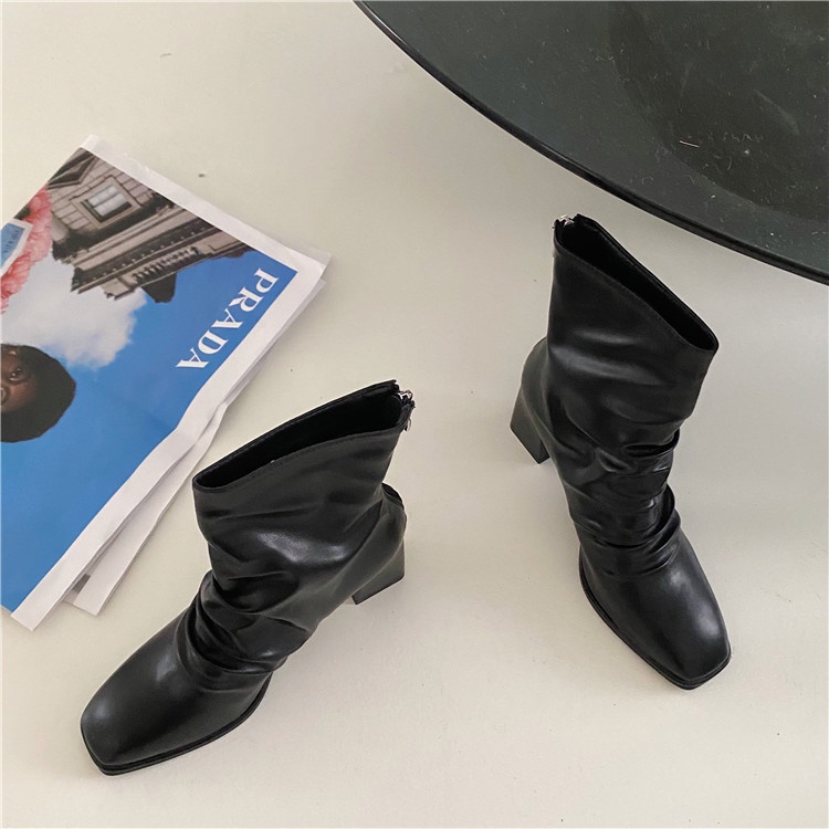 [TẶNG KẸP TÓC] BỐT NỮ BOOT THỜI TRANG 2021 DA MỀM NHĂN KHÓA KÉO HOT TREND - F6