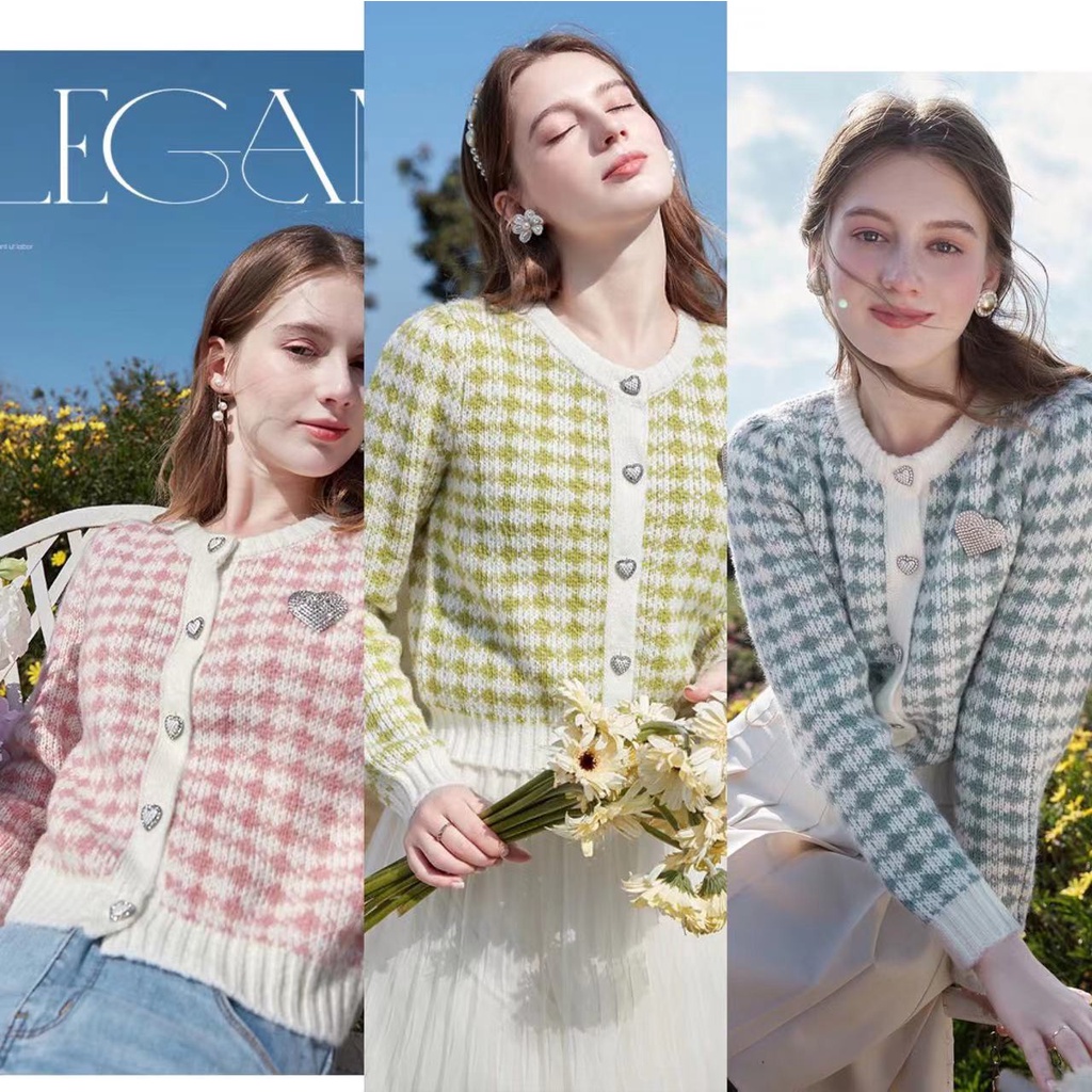 DUNEA Áo sweater Cổ Tròn In Hình Trái Tim Xinh Xắn Cho Nữ