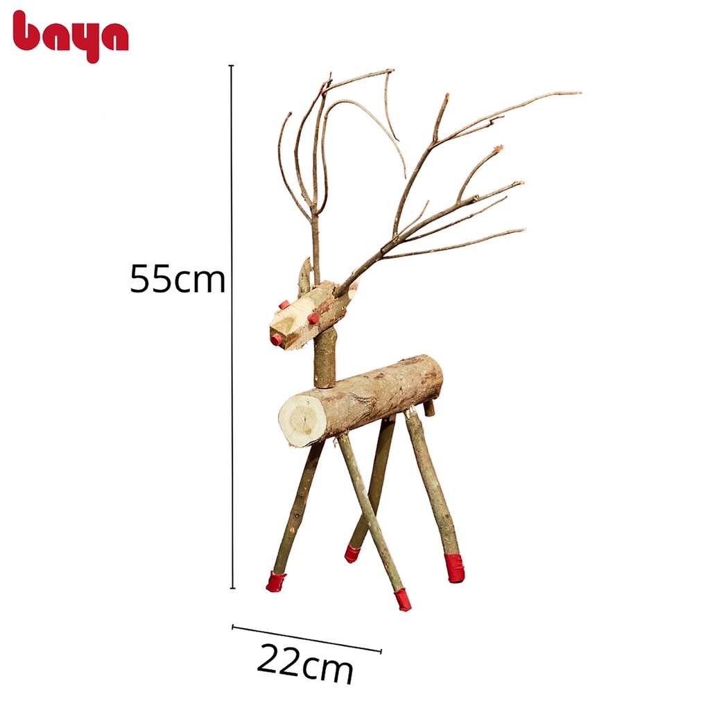 Phụ Kiện Trang Trí Giáng Sinh Hình Tuần Lộc BAYA Chất Liệu Gỗ Màu Nâu Gỗ Đậm Dùng Trang Trí Phòng Khách 7300230