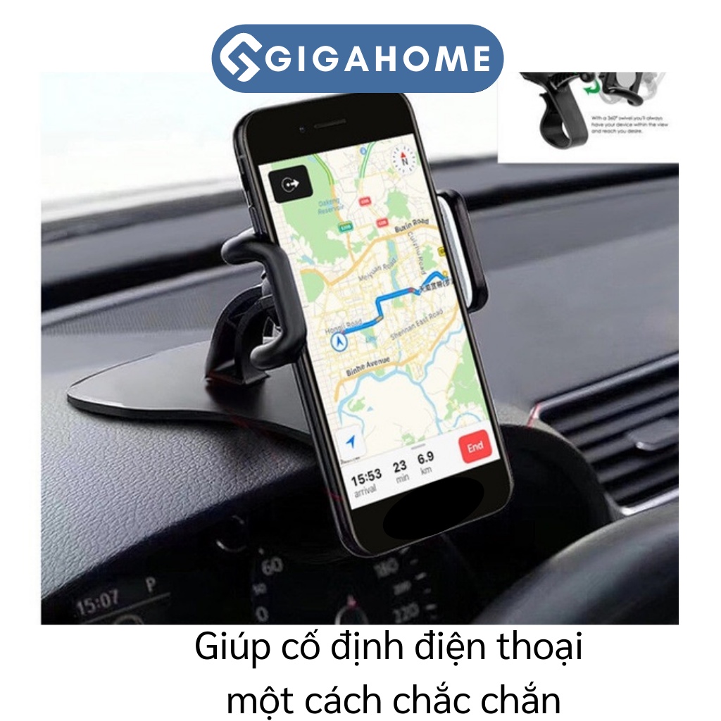Giá Đỡ Điện Thoại Trên Ô Tô GIGAHOME Xoay 360 Độ Chống Rung, Gắn Bảng Điều Khiển 6260