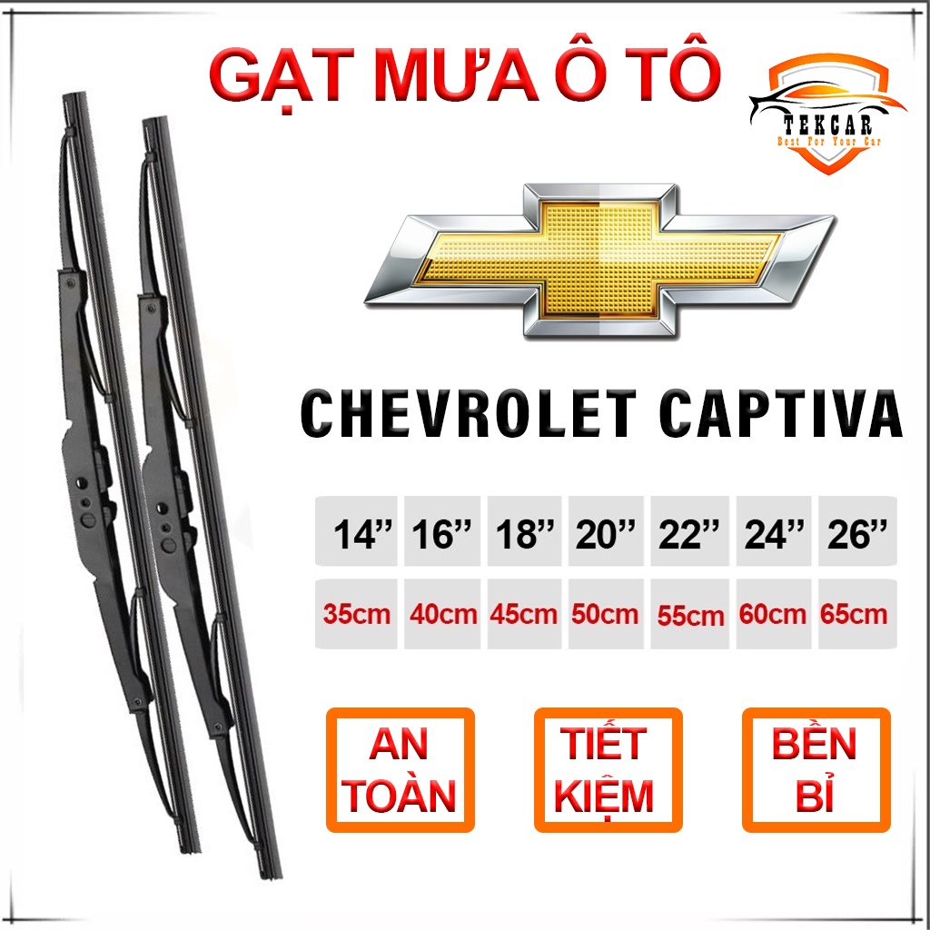 [1 CẶP - CHEVROLET CAPTIVA] Gạt mưa ô tô xe Chevrolet  cần gạt kính khung xương sắt lưỡi silicon, thanh cần lưỡi gạt