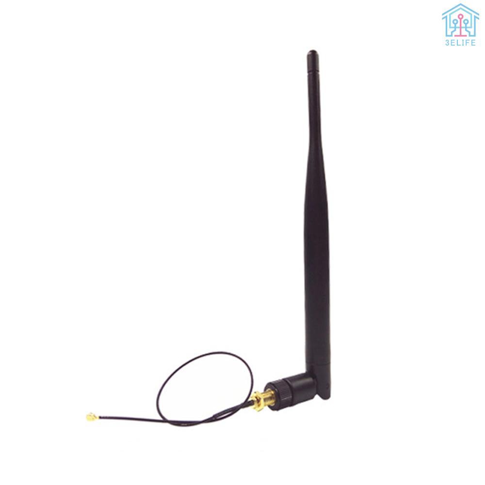 【E&amp;V】2.4GHz 5dBi WiFi Antenna Aerial w/ RP-SMA Male Connector &amp; 21cm SMA Adapter Cable for Wireless Router WiFi Adapter STB Modem Pool