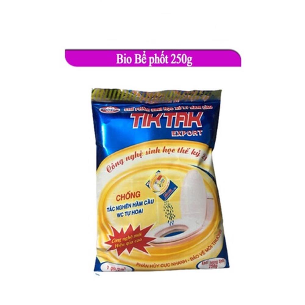 Bột thông tắc cống và bồn cầu tốc độ chậm chế phẩm sinh học TikTak Biotech xử lý bể phốt gói 250gr mã 70050