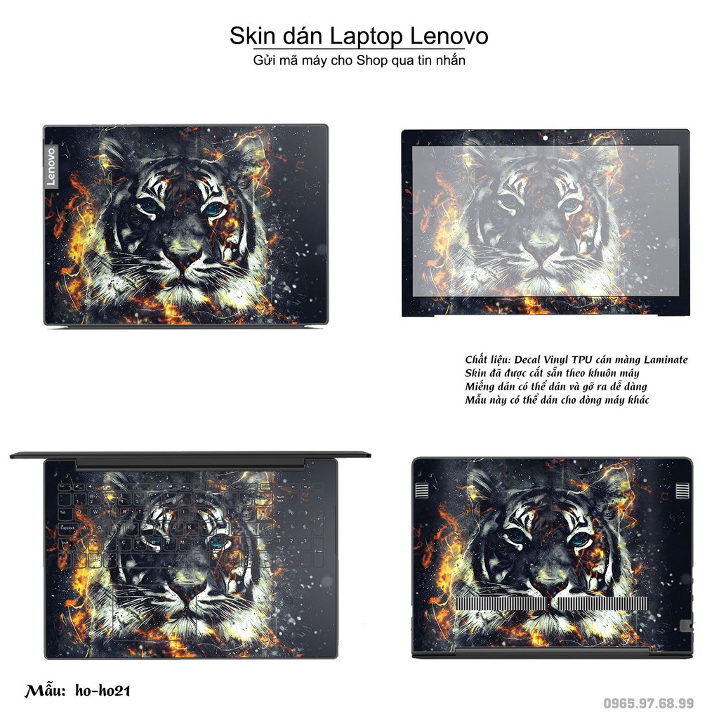 Skin dán Laptop Lenovo in hình Con hổ (inbox mã máy cho Shop)