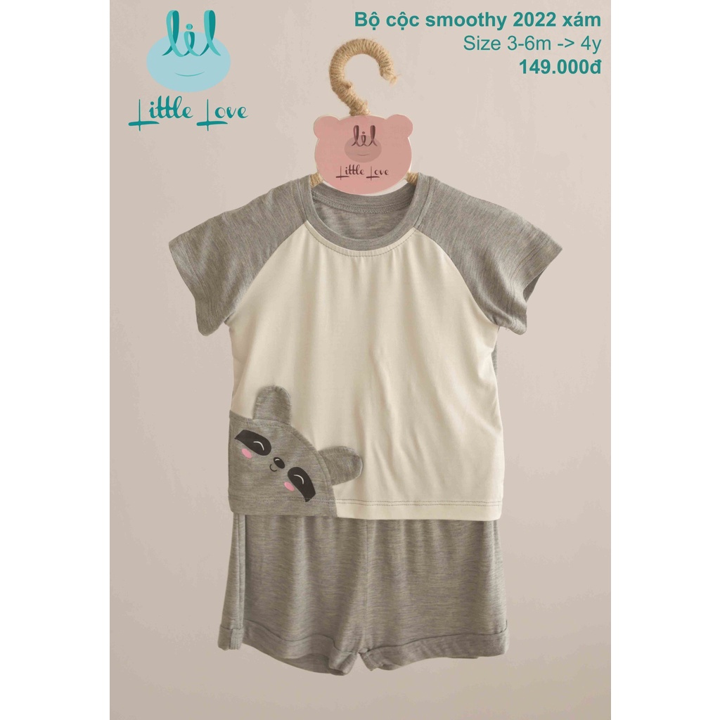 [CHÍNH HÃNG] Bộ quần áo cộc tay raglan smoothy họa tiết trẻ em Little Love