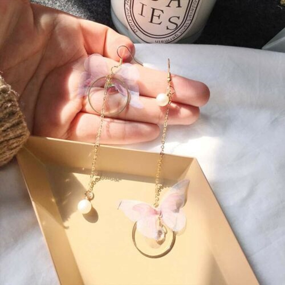 Bông Tai Hình Bướm Dáng Dài Phong Cách Hàn Quốc