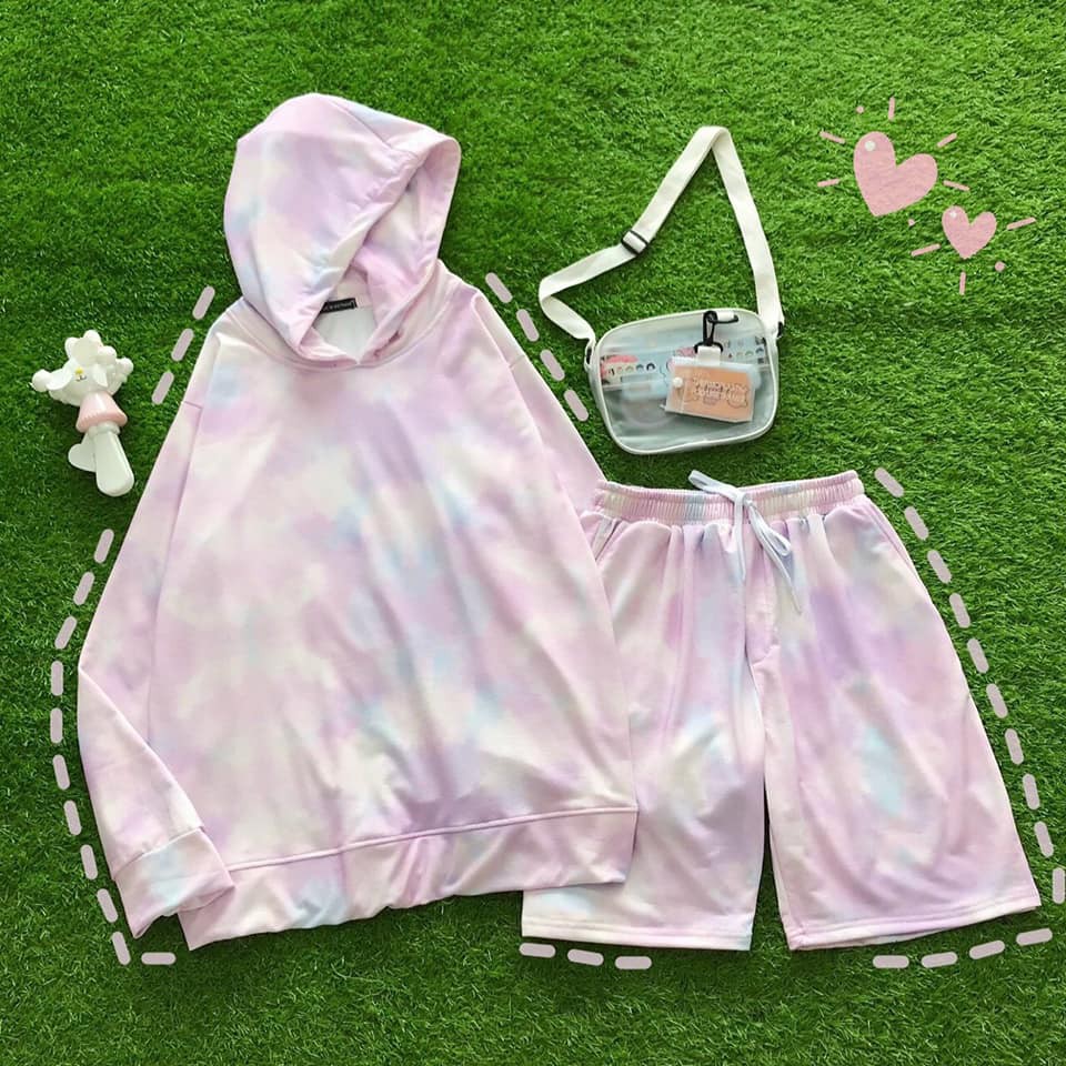 Set bộ hoodie loang màu Tie Dye cực chất unisex