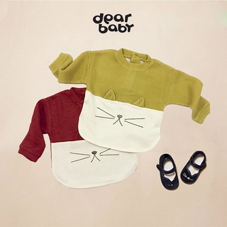 Áo dài tay bé trai bé gái Dear Baby hình râu mèo ngộ nghĩnh cho bé hàng xuất Hàn