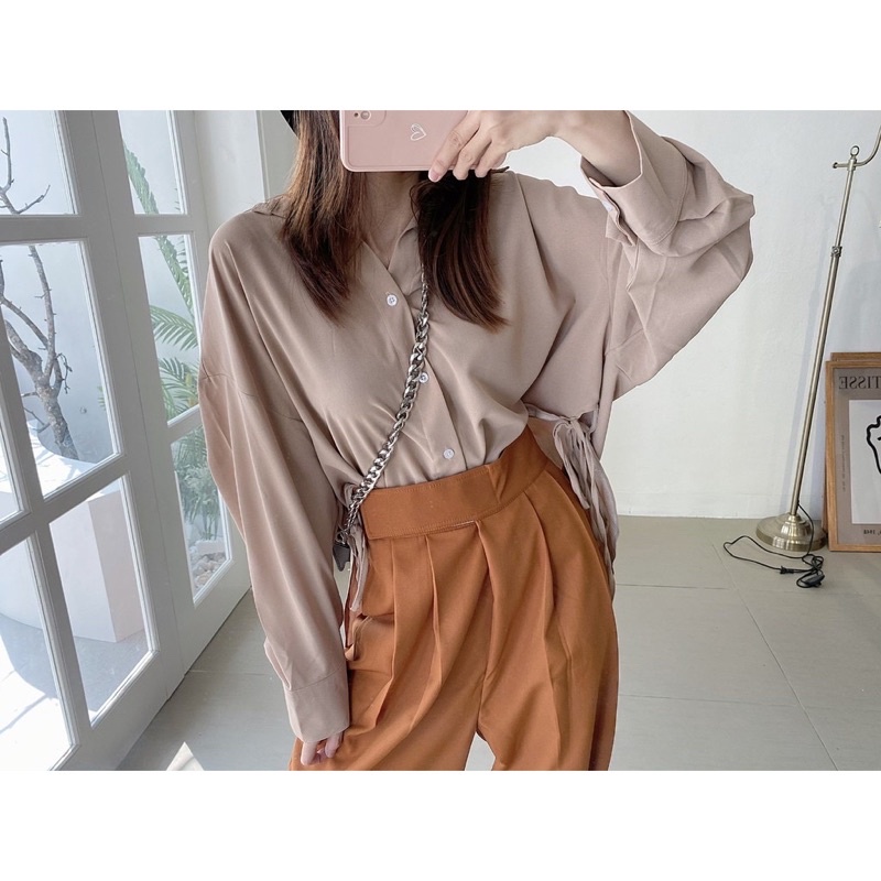 [Hình thật độc quyền TOS.CLOSET] Áo sơ mi đũi ulzzang cột vạt | BigBuy360 - bigbuy360.vn