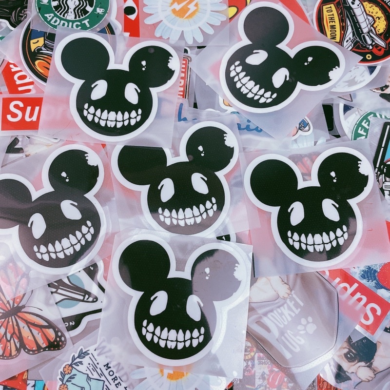 Decal ủi tổng hợp đầu lâu micky cá tính | Logo Sticker Patch in áo ủi trực tiếp lên vải