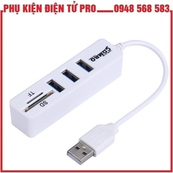 Bộ Chia 3 Cổng Usb Kèm Đọc Thẻ Nhớ + Đầu Type-C Hỗ Trợ Chơi Game Trên Điện Thoại Kết Nối Với Bàn Phím Và Chuột