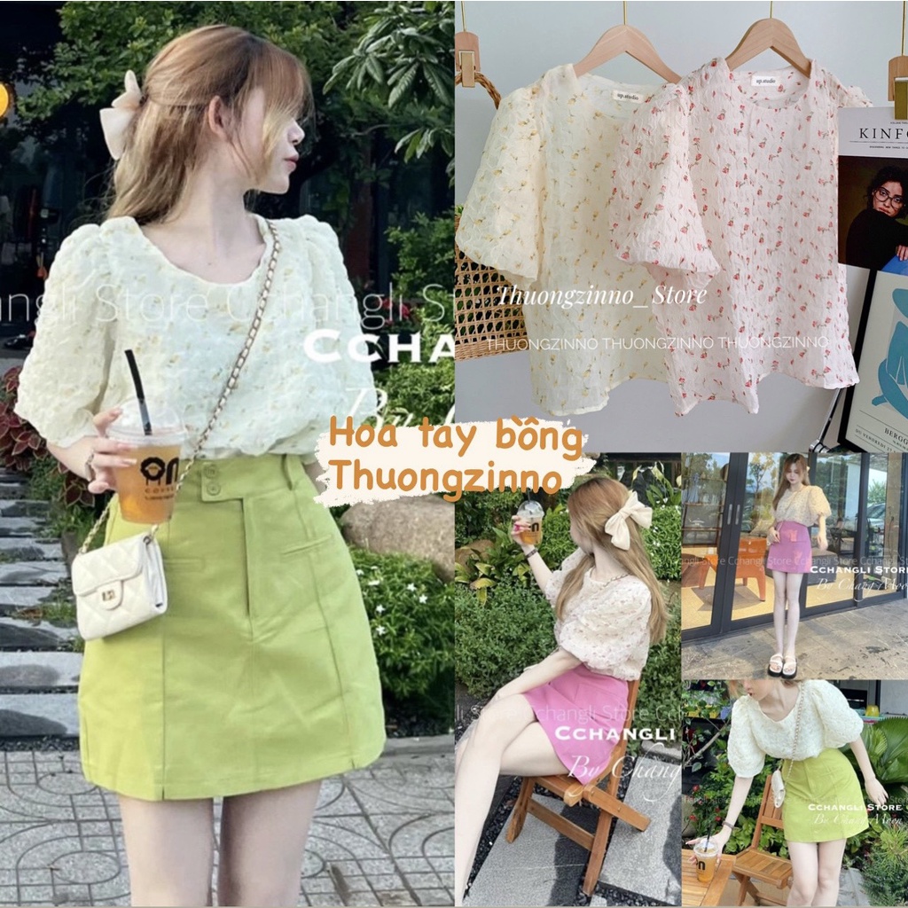 [Ảnh thật/Video] Áo hoa Chiffon Hoa Nhí Cổ Tròn Dịu Dàng Cho Nữ ÁO SƠ MI TRẺ TRUNG HÀNG QUẢNG CHÂU