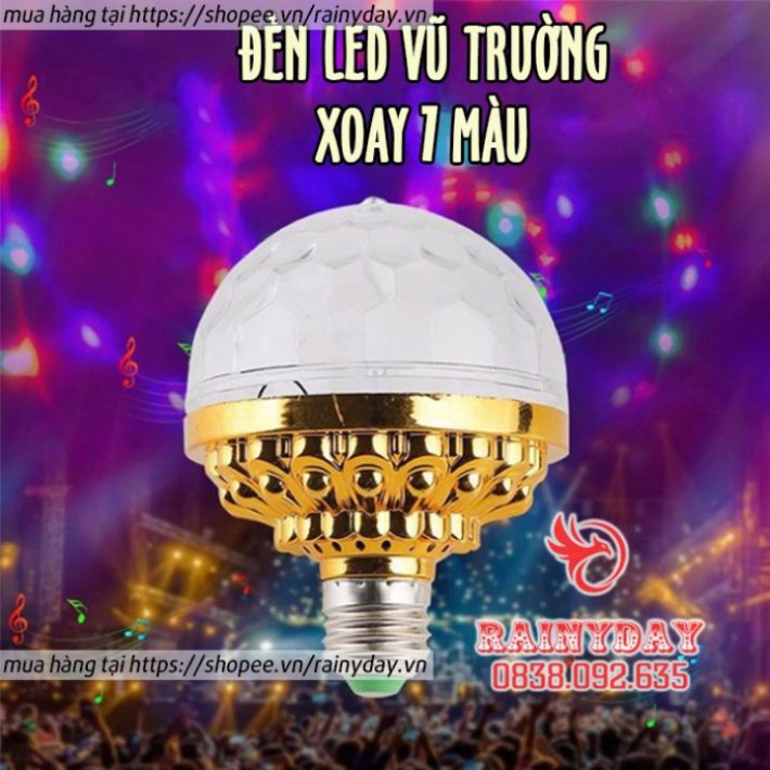 Đèn led xoay 7 màu vũ trường nháy chớp theo nhạc bay phòng sân khấu hiệu ứng 360 độ kèm đui cắm Decor 4.0