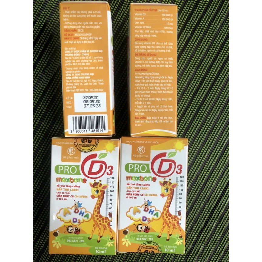 Pro D3 Maxbone bổ sung Vitamin D3 &amp; K2 Mk7 giúp hấp thụ canxi hiệu quả, giúp xương và răng chắc khỏe, giảm còi xương