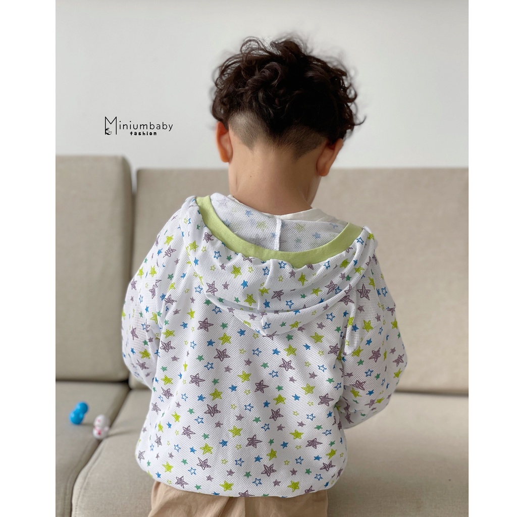 Áo khoác chống nắng lưới thời trang cho bé, áo bé trai/bé gái unisex chất liệu cotton thông hơi MiniumBaby-CN1211