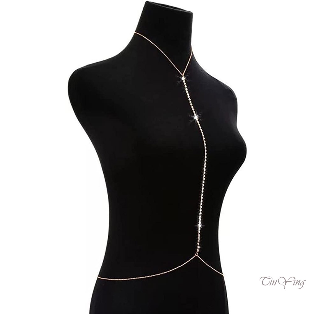 GETNOIVAS Vòng cổ Sợi Xích Dáng Dài Hình Chữ Y Đính Đá Sáng Lấp Lánh Thời Trang Quyến Rũ Cho Nữ