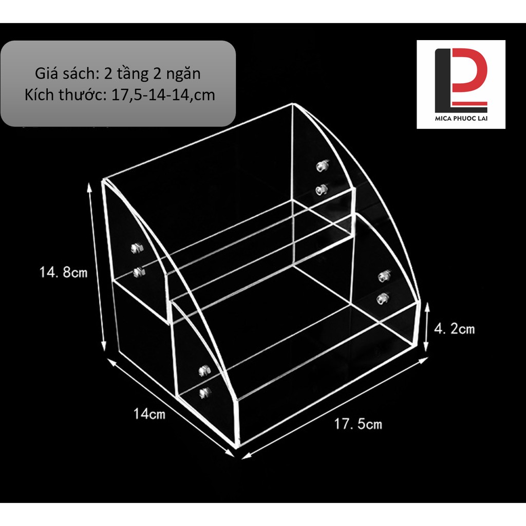 Giá đỡ sách/ vở acrylic cao cấp, Kệ Mica trưng bày dụng cụ văn phòng phẩm