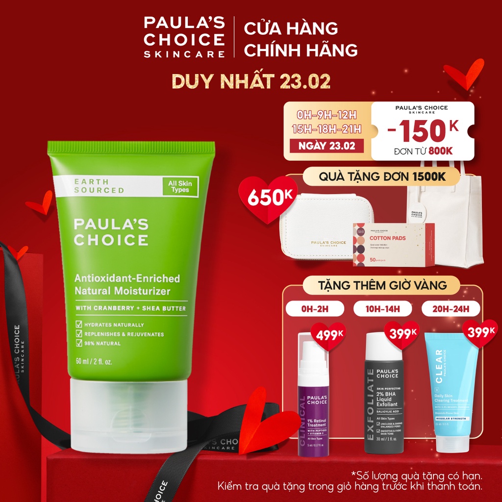 Kem dưỡng ẩm nguồn gốc thiên nhiên Paula’s Choice Earth Sourced Antioxidant Enriched Natural Moisturizer 60ml 8520