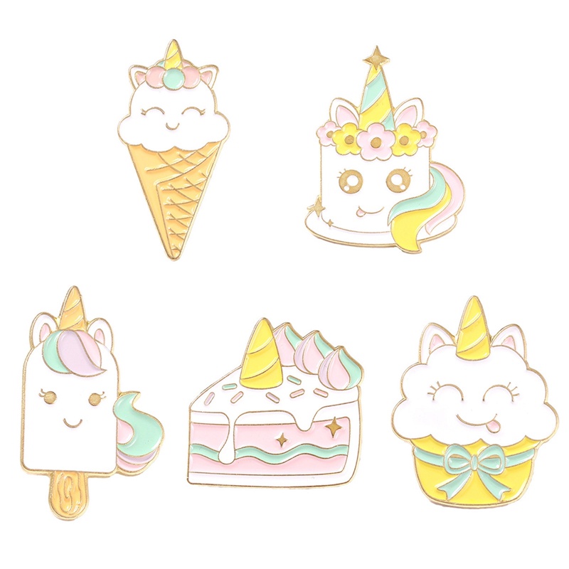 Ghim Cài Áo Kim Loại Tráng Men Hình Kỳ Lân Hoạt Hình Đáng Yêu Cho Nữ