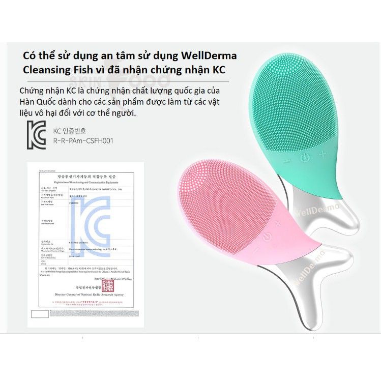 Máy rửa mặt con cá WellDerma Cleansing Fish làm Sạch Sâu, Kết Hợp Chức Năng Massage. | BigBuy360 - bigbuy360.vn