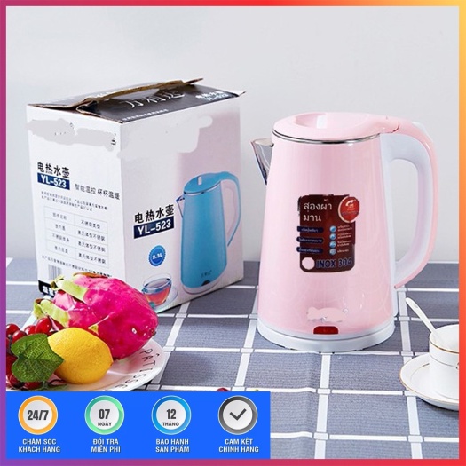 Ấm siêu tốc Thái Jiplai 2,5l inox gồm 2 lớp đun sôi cực nhanh tiết kiệm điện(giao màu ngẫu nhiên)