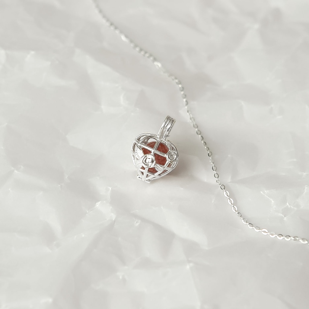 Dây Chuyền Nữ BẠC 925 CAO CẤP SHIMMER SILVER ROSA Dạng Lồng Hình Trai Tím Hoa Có Thể Thay Đổi Đá