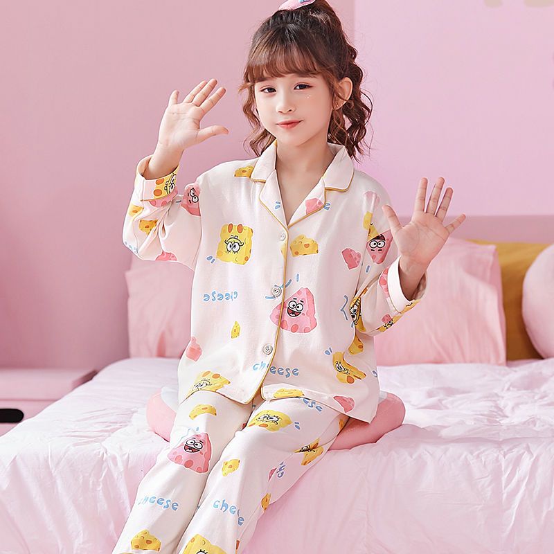 Bộ Đồ Ngủ Cotton Tay Dài Phong Cách Công Chúa Dễ Thương Cho Bé Gái