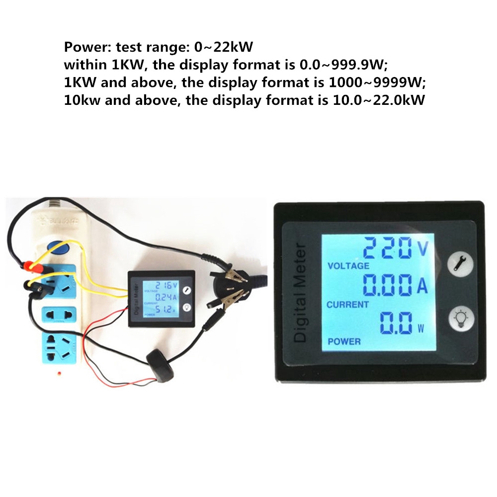 Vôn kế kỹ thuật số LCD điện ampe AC 80-260V 100A