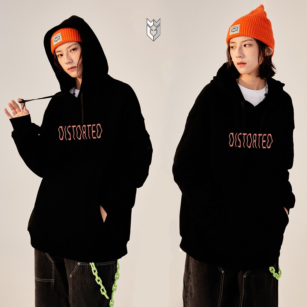 Áo hoodie nỉ form rộng Distorted nam nữ Unisex thu đông - GW Shop