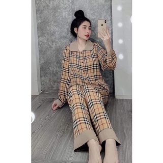 Bộ Ngủ Pyjama Lụa Mango Cổ Sen Tay Dài Cao Cấp