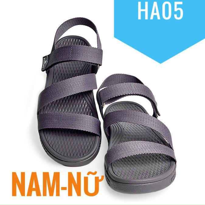 Giày sandal nam nữ FACOTA Xám quai dù, đi học [Freeship]