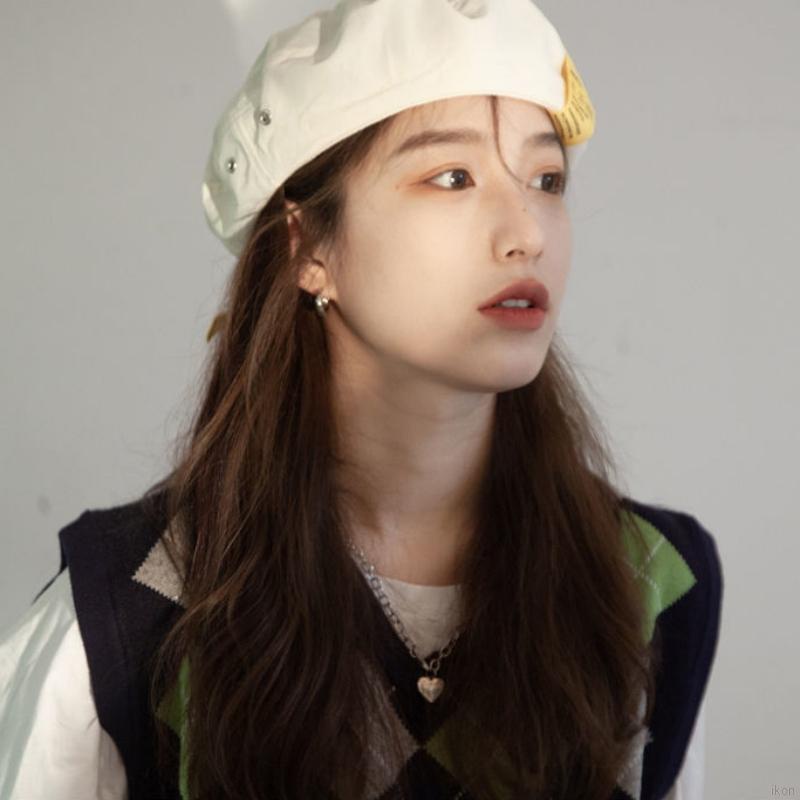 Mũ beret vải màu trơn xinh xắn cho nữ
