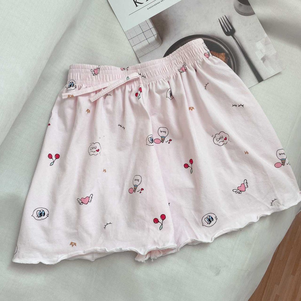 Quần ngủ đùi nữ cotton VM Shop quần mặc nhà lưng thun họa tiết 22STU03T372201 QSU00013 | BigBuy360 - bigbuy360.vn
