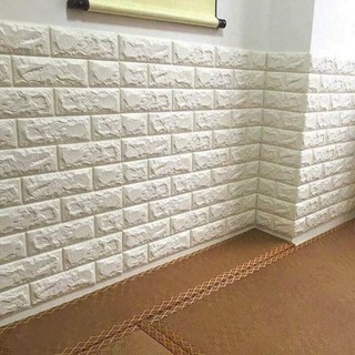 Xốp dán tường 3D giả gạch siêu đẹp màu trắng