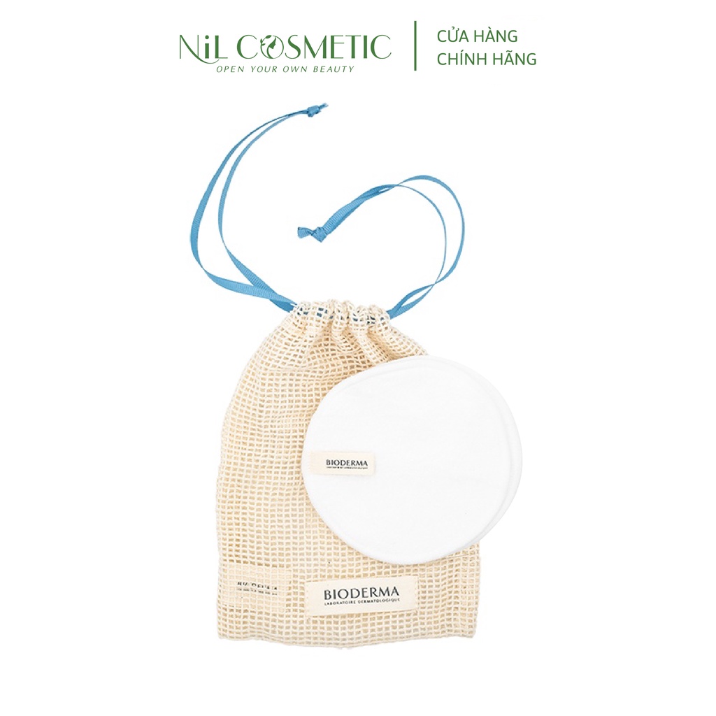 Túi 2 miếng tẩy trang cotton hữu cơ tái sử dụng Bioderma Washable Cotton Pads 2022