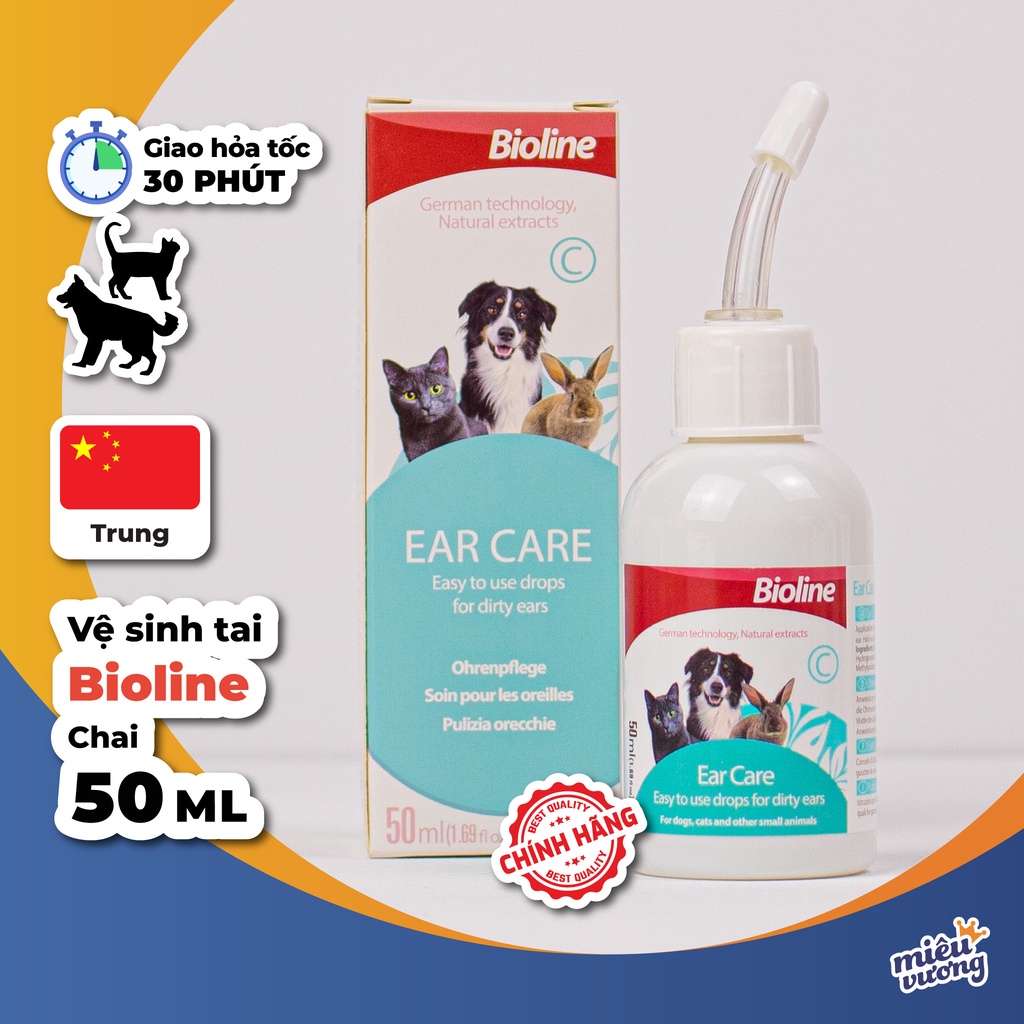 Nước vệ sinh tai cho chó mèo Bioline Ear Care [Lọ 50ml]