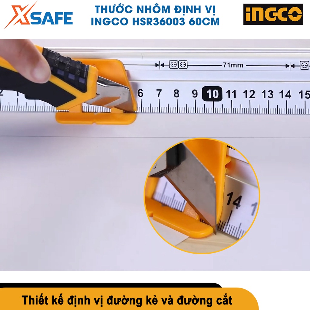 Thước nhôm định vị đa năng INGCO HSR36003 60cm, thước thủy cân bằng xây dựng tích hợp đa chức năng[XSAFE][CHÍNH HÃNG]