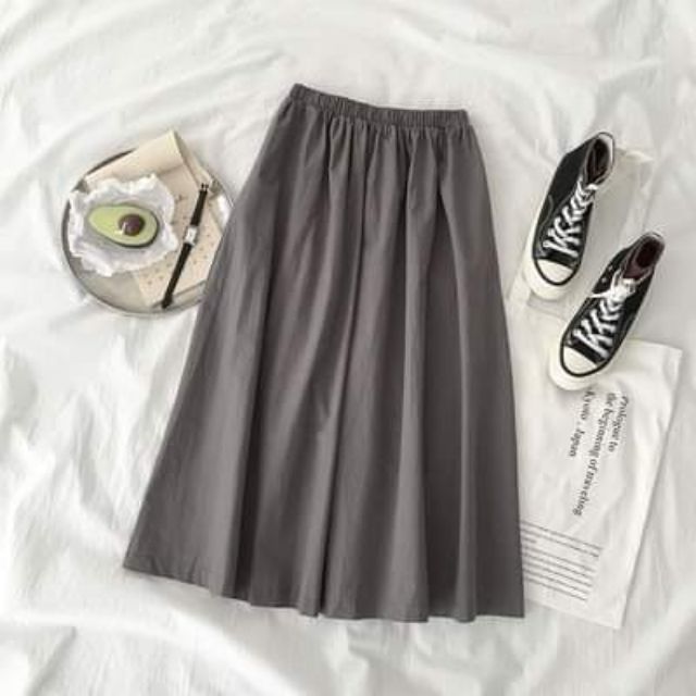 Hàng Sẵn_  Váy Midi dài lưng thun ulzzang | BigBuy360 - bigbuy360.vn