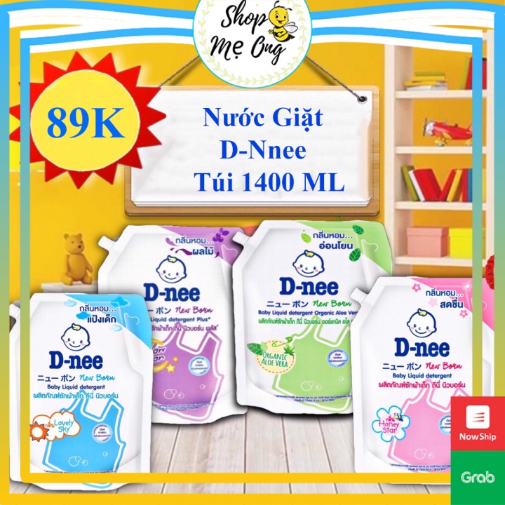 ⚡Mẫu Mới ⚡Nước Giặt Dnee Cho Bé Sơ Sinh (Túi 1400 Ml) - Có Nắp Đóng Mở - Hàng Nội Địa Thái Lan - An Toàn Cho Bé