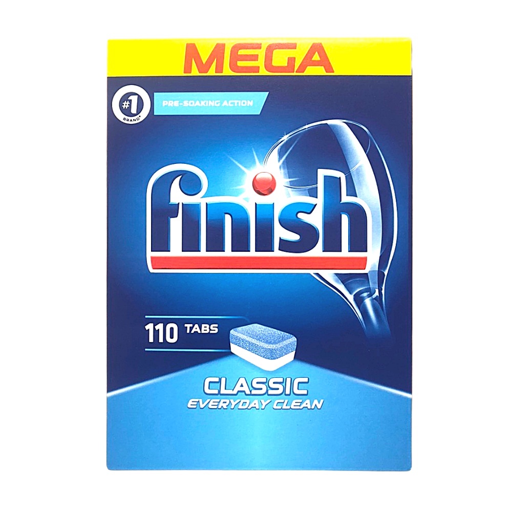 Combo rửa bát Finish: Hộp Classic 110 Viên, Muối 1.5kg, Nước làm bóng 400ml - Chính Hãng.