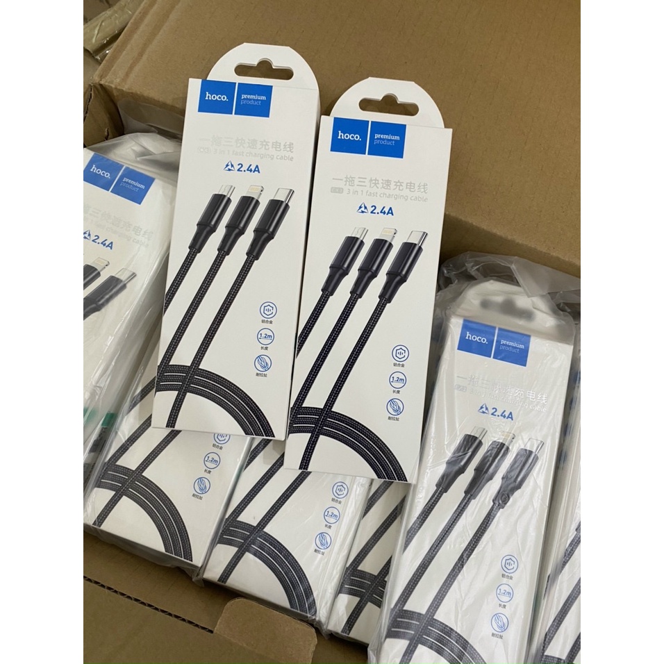 Cáp Sạc Nhanh 3 Đầu Hoco Cx3