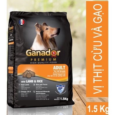 Thức ăn hạt cho chó trưởng thành - Ganador Adult vị Thịt Cừu và Gạo 1.5kg