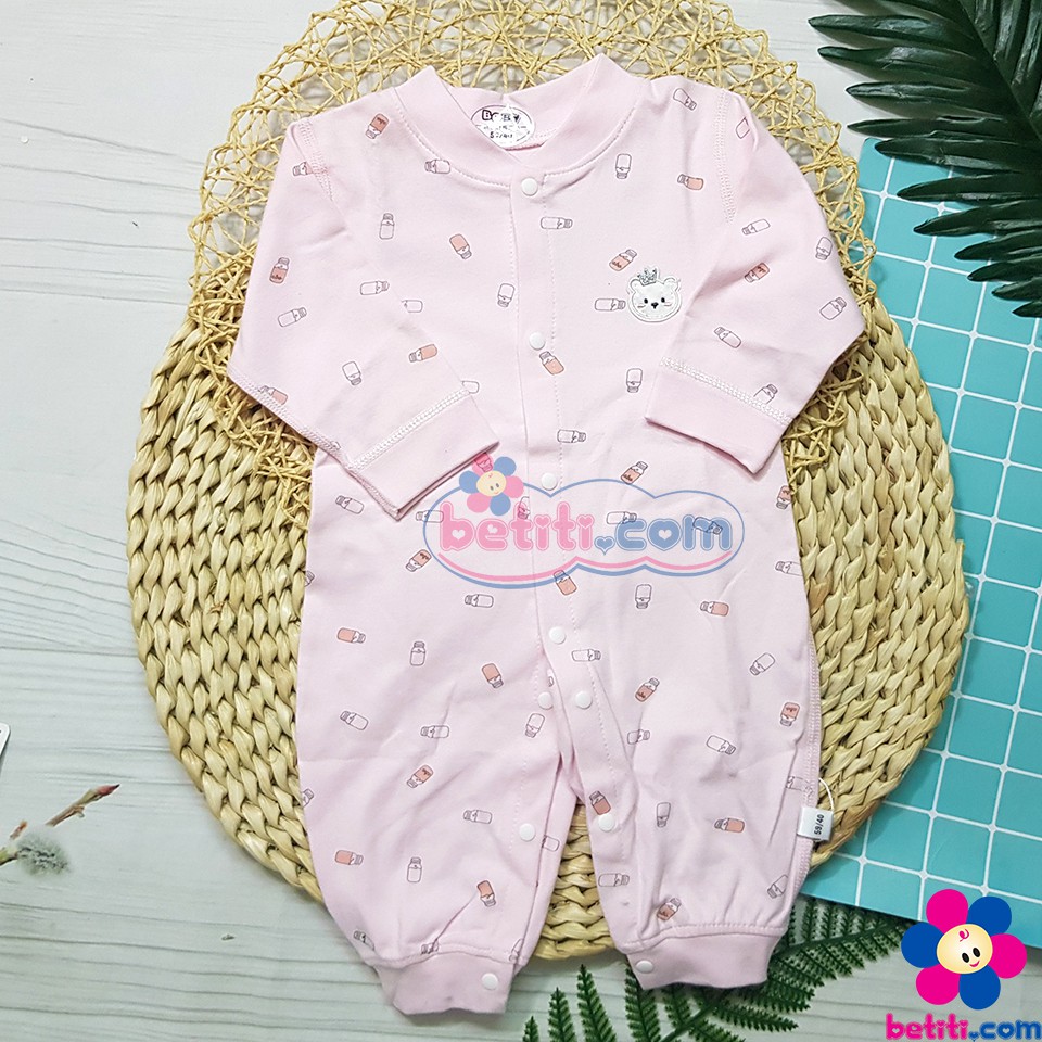 Body Dài Tay Chất Nỉ Cotton Có Cúc Cài Giữa Cho Bé Sơ Sinh