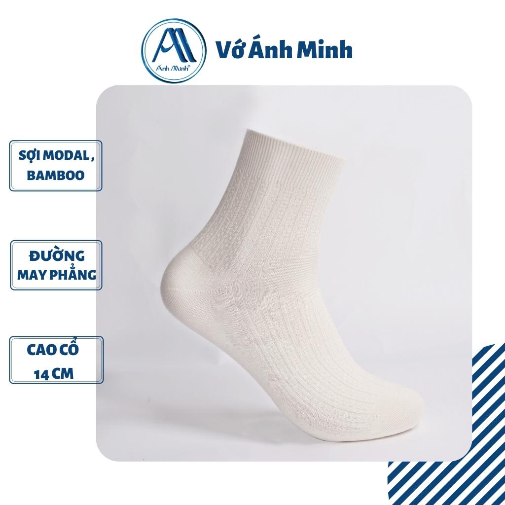 Vớ nam cổ trung  sợi Bamboo/Modal Ánh Minh AMISOCKS cao cấp, dày,mịn màng, hút ẩm, Tất nam Công sở MD/BB04