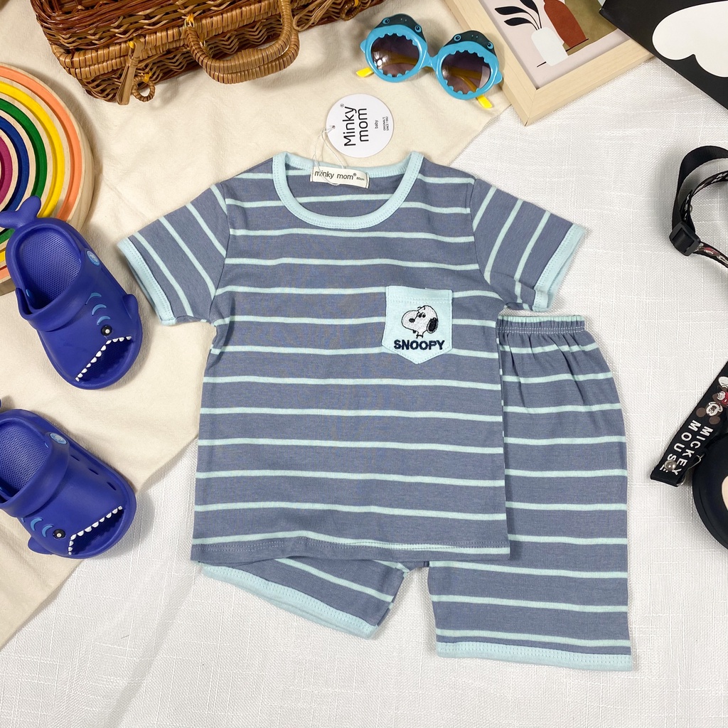[Bé:8-27kg] Bộ Quần Áo Ngắn Tay Minky Mom Vải Cotton Mềm Cho Bé Trai, Bé Gái Size từ 80-150cm - Mã: TN-TR02.1
