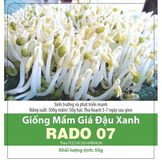 [GIỐNG MỀM NGỌT] Hạt Giống Mầm Giá Đậu Xanh 50 Gram